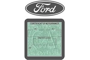ASSURDHESIFS #Marque Française VS97 | Autocollant intérieur Pare-Brise | Porte Vignette Assurance Auto Compatible avec Ford |Transfert Film décoratif | Adhésive Voiture Electrique (Gris)