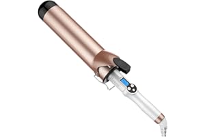 Hoson 50mm Curling Tongs Large Barrel for Long Hair, Big Barrel Curling Wand Iron Dual Voltage,Ceramic Tourmaline Coating with LCD Display, Glove Include