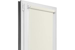 Estika Tenda oscurante senza foratura - larghezza del tessuto 45 cm x 220 cm - Ecru - 6 colori di tessuto, tende a rullo per finestre senza foratura, tende a rullo fisse per finestre interne