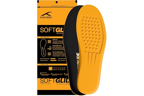 Hundred Soft Glide Performance Insoles Plush Cushioning Anti-Slip Soft & Breathable Personalized Comfort for Any Shoe Unisex 1 Pair