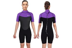 Owntop 3mm Shorty Traje de Neopreno para Hombres Mujeres - Trajes de Buceo de Manga Corta Elásticos UPF50+ Una Pieza Traje de Baño Térmica para Natación Surf Snorkel Buceo