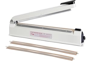 R-PACK Impulse Heat Sealer, Heavy Duty Sealing Machine with Extra 2 Replacements (white, 16inch)