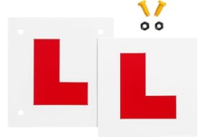 Tek Automotive Motorcycle L Plate Set – Includes 1 Rigid Rear Plate with Pre-Drilled Holes & Bolts and 1 Self Adhesive Front Sticker – Road Legal, Weatherproof, Durable Vinyl for CBT & Learner Riders