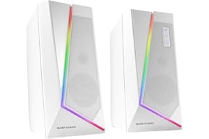 Mars Gaming MS7W, Haut-parleurs Gaming 10W, Subwoofer, Jack 3.5mm et USB, 6 Haut-parleurs, Processeur DSP, Blanc