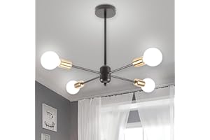 WOTTES lampadario soggiorno, nero e oro lampadario, per camera da letto, soggiorno, corridoio, cucina, diametro 57 cm (E27)