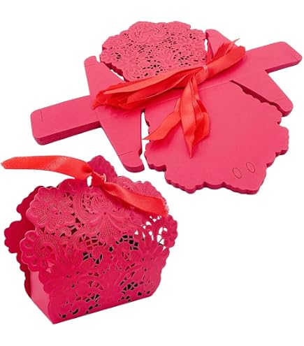 Confezione regalo bomboniera 25 pezzi, scatole di carta a forma di corona, per la decorazione di bomboniere per battesimo di nozze (rosa