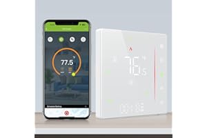HOMBASING Smart Thermostat for Combi Boiler, Programmable Digital Smart Thermostat with 5 Functions, Touch/Remote/Voice Control Home Energy Saving WiFi Thermostat Works with Alexa, Google Assistant