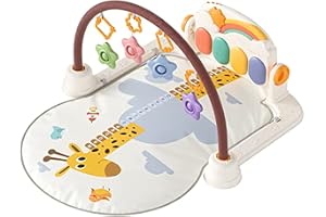 TUMAMA Baby Floor Gym Lekmattor Aktivitetsgym med ljud Ljus Musik Kick and Play Piano Barn Hängande skallror Krypmatta Mjuk T
