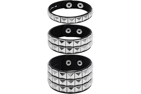 3 stycken Studded Bracelet punk tillbehör svart gotiskt armband set | Punk accessoarer, gotisk stil, nitdesign, svart, uppsättning av 3