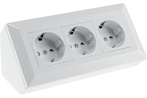 3-vägs DELPHI-uttagsbas, vit färg, 250V/16A, 3600W, ytmontering