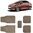 Kingsway Carpet Style Universal Car Mats for Tata Tigor, 2017 Onwards Model, Beige Color Anti Slip Car Floor Foot Mats, Complete Set of 5 Piece, Premium Series