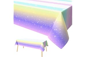 ‎XINVERY Xinvery Regenbogen Tischdecken, Einhorn Party Tischtuch Bunt Wasserdicht Plastik Tischdecke für Kinder Jungen Babyparty Party Dekorationen 137 x 274cm