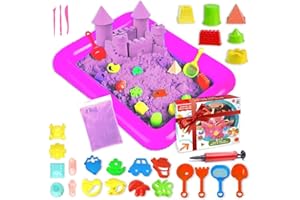 TALENTOYS Kit Box 1000G + 27 Accessori Sabbia Magica per Bambini 3 4 5 Anni Sabbia Magica Sabbia Cinetica Bambini Sabbia Colorata Gioco Bambina Bambino Giochi Creativi Regalo Bambina Bambino -Viola