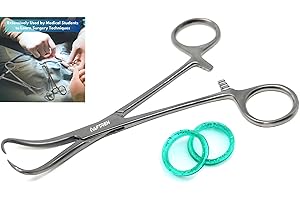 AFTREN Pinza per morsetti per asciugamani Backhaus in acciaio inossidabile, disponibile in finitura satinata con impugnatura a cricchetto per una presa salda degli strumenti chirurgici (6,5 pollici, Argento)