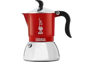 Bialetti Fiammetta Cafetera de inducción, 4 tazas (150 ml), Apto para todos los fuegos, Diseño elegante, Rojo