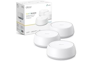 TP-Link Deco BE3600(3-pack) Mesh WiFi 7,Dual-Band AI Roaming WiFi Router,BE3600 Mesh System with MLO,Gigabit Ports,Extender Booster,VPN Encryption Booster,APP Control,Google Home,Alexa