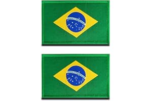 ZCKETO 2 Pezzi Bandiera Brasiliano Brasile Emblema Nazionale Gancio e Anello Ricamato Emblema Nazionale Toppa per Calcio Squadra Lavoro Maglia Zaino Cappelli Gilet di Cane Tattico Militare