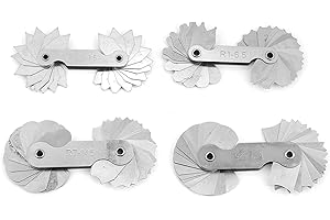 FTVOGUE 4pcs Stainless Steel Radius Fillet Gauges Portable Concave Convex Measuring Gauges R0.3-1.5/ R1-6.5/ R7-14.5/ R15-25