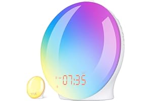 LITALARM Sunrise Alarm Clocks,Wake Up Light Fullscreen with Sunrise/Sunset Simulation Dual Alarms Bedside Night Lamp Snooze Function FM Radio 8 Natural Sound 14 Light Modes Daylight Alarm Clock