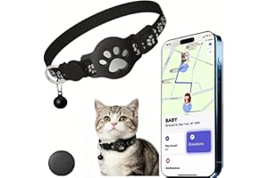 Collier GPS Chat,Traceur GPS Chat Tracker,Traceur GPS sans Carte sim,Bande réfléchissante, imperméable et résistante, avec Clochette,Convient Aussi Bien aux Chats qu'aux Chiens