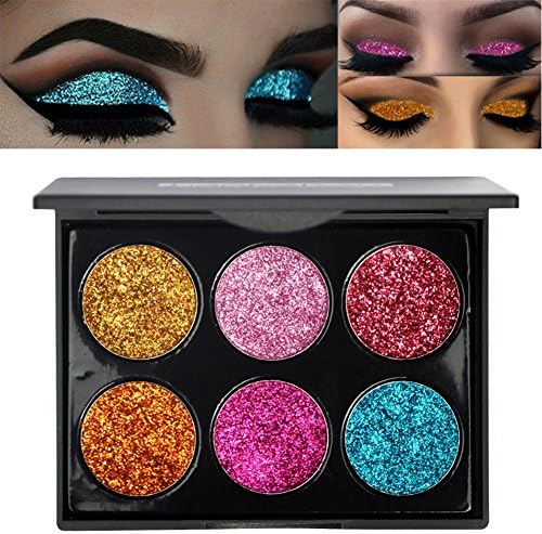 Beautylu 6 Colors Shimmer Shine Eyeshadow Palette Colorful Glitter Long-lasting Waterproof Makeup Cosmetic Eye Shadow