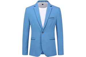 YOUTHUP Giacca da Uomo Slim Fit Blazer 1 Bottone Monopetto Formale Business Suit