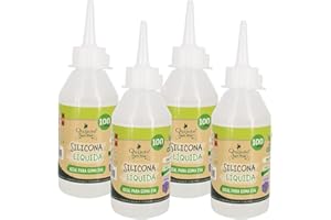 STARPLAST SILICONA LÍQUIDA QUIJOTE PAPER WORLD - Transparente para goma eva, papel, cartón, cuero, tela y madera. Ideal para manualidades. Uso escolar y de oficina - PACK 4-100ml