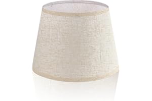 LgowithU Stoff Lampenschirm, Mittlerer Trommel Lampenschirm für Tischlampe Wandlampe Nachttischlampe und Stehlampe, Naturleinen Hardcover Handgefertigt, 12" x 12" x 8" Spider (Weiß-2)