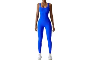 BFACCIA Femme Sans Manches Combinaison Moulante Sexy Extensible Combishorts Couleur Unie Onesie Entraînement Vêtements de Sport Yoga Fitness Course à Pied