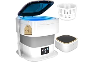 SULIAO Portable Washing Machine, 10L Foldable Mini Washer and Dryer Washer Machine,Cleaning Small Washer, Laundry Machine 3M Deep Cleaning for Baby Clothe, Underwear, Socks, RV Gray