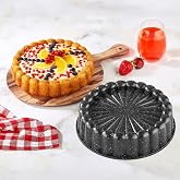 Sharp Tart and Cake Mold 28cm with Deconox Thermo Casting Body, Sliced and Cast, Black Granite Spotted Baking Container, Easy to Remove