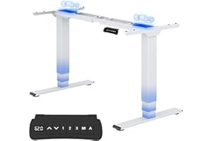 ‎FLEXISPOT FLEXISPOT Höhenverstellbarer Schreibtisch Elektrisch Tischgestell mit 2 starken Motoren, Super Belastung 160KG, 3-Fach-Teleskop, Memory-Steuerung, LED Höhenanzeige (PRO Weiß)