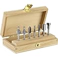 Dremel 660 Router Bit Set, 7 Multipurpose Router Bits for Rotary Tools in Wooden Tool Box, 3.2 mm Shank