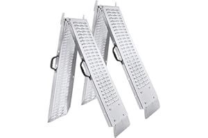 ‎FROADP Froadp Non-Slip Ramp, Galvanised Steel, Loading Ramp, Silver Ramp, Loading Ramp, Loading Ramp, for Car, Motorcycle, ATV, Cars (Max. load capacity 400 kg per pair).