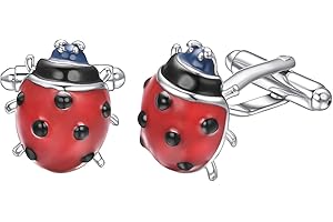 RunootPR Funny Gold Silver Cufflinks for Men Bee Ladybug Personalized Cufflinks Suitable for Wedding Party Jewelry Gift