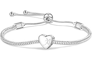 Angelra Bracciale Iniziale da Donna Ragazza Regali, Monogramma A-Z Ciondolo A Forma di Cuore Braccialetto Regolabile Lettera Regalo di Natale Compleanno per Lei Amica Sorella