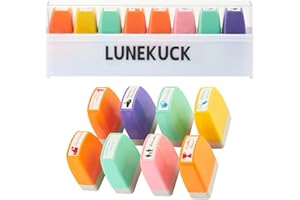 LUNEKUCK Tampons Enseignants Français Boîte 8 Tampon Auto Encreur en Caractère Baroque Tampons Encreurs Enseignants pour Cadeau Professeur Tampon Ecole Avec Boîte pour Encourager Élèves