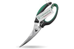 Chefkoch trifft Fackelmann Geflügelschere aus Edelstahl – 23,5x7,5x2,5 cm – Ergonomischer Anti-Rutsch Griff in Grau/Grün – Mit Verschlussmechanik für sicheres Aufbewahren