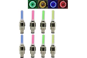 Peixiong 8 PCS LED Bike Wheel Light, Value Cap Light Waterproof Bicycle Wheel Neon Lamp Shockproof Tire Light for Car,Bike,Bicycle,Motorbicycle,With Battery(Green,Red,Blue,Yellow)