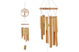 ‎JOELELI JOELELI Windspiel Holz, Windspiele für Draußen Hängend Wind Glocke Gross Hölzerne Musik hängende Dekoration Innenbereich, Haus, Garten, Terrasse, Veranda, Hof Ackerland(Baum des Lebens)