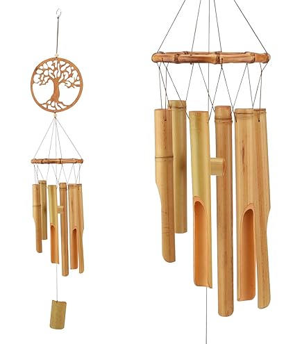 Windspiel Aus Bambus Und Kokosnuss-Holz - Handgefertigt Für Garten Und Terrasse