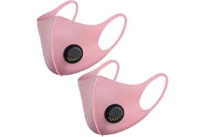 NUÜR 2 Pcs Reusable Face Mask, with Air Valve and Ear Loops, Breathable, Soft, Washable, Durable for Everyday Public Use, Pink