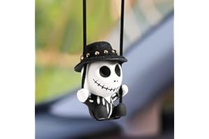 PWSAP Enfriar Adorno Colgante de Coche de Cráneo, Oscilante Fantasma con Sombrero Negro, Esqueleto Decoración De Espejo Retrovisor De Coche, Accesorios de Decoración del Hogar e Interiores de Automóviles