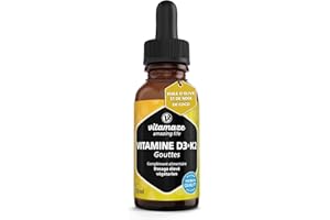 VITAMAZE - AMAZING LIFE Vitamine D3 K2 Gouttes - Vitamine D 1000 UI à Forte Dose D3 + K2 Végétarien & Liquide (99,7+% All-Trans MK-7), 50 ml (1700 Gouttes), Haute Biodisponibilité, Pas d'Additifs Inutiles