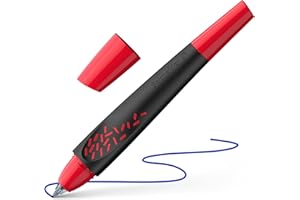 Schneider Breeze 18882 - Penna roller in plastica riciclata, premiata con l'angelo blu, colore dell'inchiostro: blu reale, cancellabile, nero/rosso