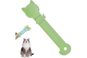 Classicseali Cat Treat Spoon, 26.5 X 6 cm Cute Cat Spoon, Multifunctional Durable Cats Treat Feeder Spoons, Comfortable Grip, Suitable for Cats Liquid Treats and Wet Food, Green