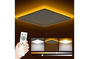 ‎BOWFAR Bowfar LED Deckenleuchte Flach, 24W 2800LM Deckenlampe mit Fernbedienung Dimmbar 3000K-6500K, 1800K Nachtlicht Amber, Badezimmer Lampe für Wohnzimmer Küche Kinderzimmer Flur Schlafzimmer Ø29.5x2.5cm