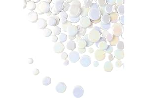 BTMIEY Piastrelle rotonde in vetro iridescenti, per lavori artigianali, 500 g, mini cerchi in vetro per vasi da fiori, vasi, tazze, decorazioni da giardino e per la casa, fai da te per realizzare mosaici