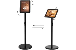 ThrivingTree Infoständer DIN A4 297x210mm Informationsständer Höhenverstellbar Edelstahl Kundenstopper Aufsteller Plakatständer Präsentationsständer Werbeständer (Schwarz, A4)