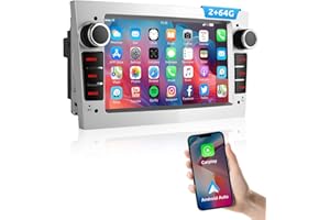 ESSGOO 2+64G Wireless Autoradio Android 14 mit Carplay und Android Auto Für Opel Astra H Corsa C/D Vectra C Zafira 7 Zoll IPS Touchscreen Bluetooth FM RDS GPS Silber Mikrofon
